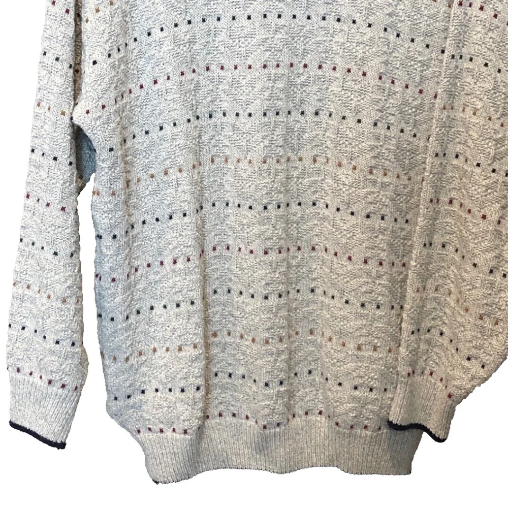 Men's Vintage 80's Van Heusen Multi Colored Dot Textured Knit Sweater Size M - Picture 3 of 10